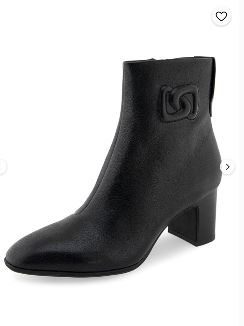 AEROSOLES Black Leather Ankle Boots with Block Heel